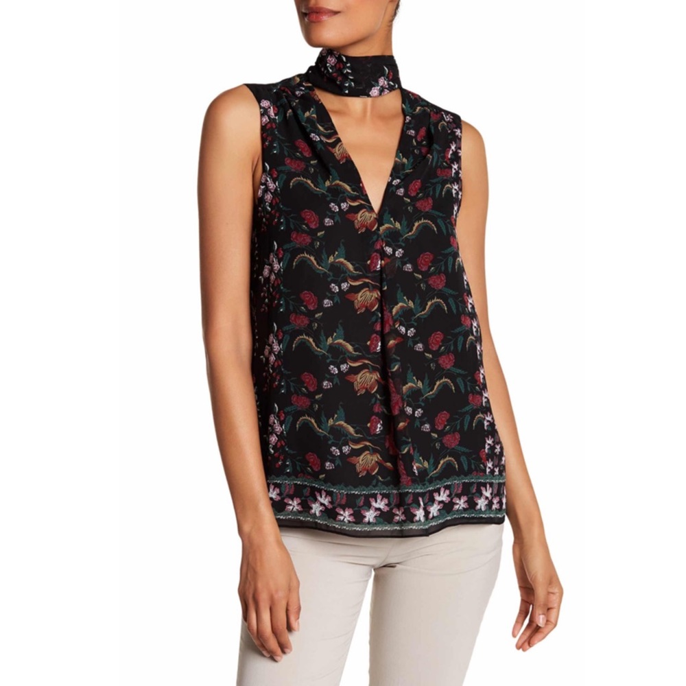 Floral Choker Neck Blouse